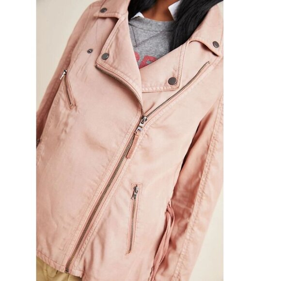 Anthropologie Marrakech Moto Spring Jacket Womens XS Pink Tencel Lightweight - Picture 3 of 5